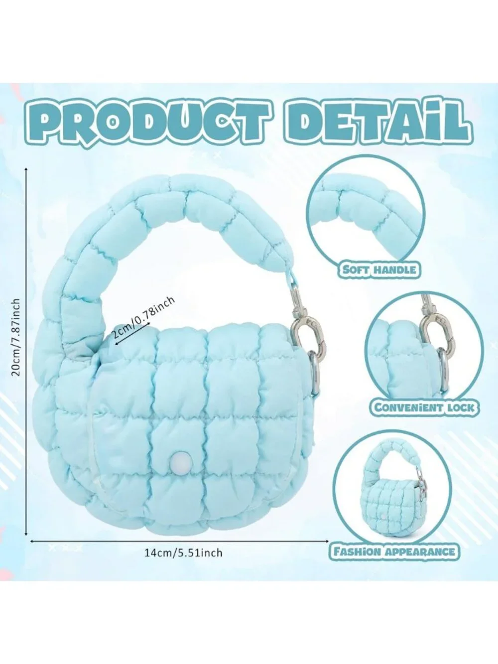 Mini Quilted Cloud Wristlet Bags - Cute Puffer Handbags Set for Girls & Women